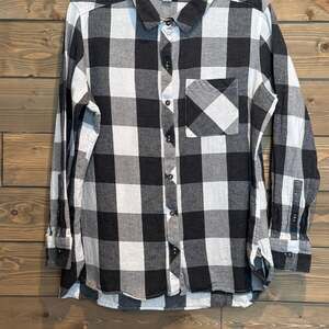 Woolrich Buffalo Plaid Flannel Button Down Shirt, Black and White, Size XXL